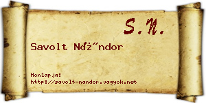 Savolt Nándor névjegykártya